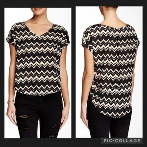 Lush Blouse Womens S Chevron Zig Zag Abstract Patterned Dolman Sleeve Oversized